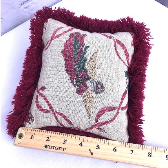 Vintage Angel Needlepoint Tapestry Fringe 8X7 Mini Accent Pillow Home Decor - Picture 7 of 7